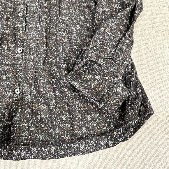 Men’s Long Sleeve Floral Print Dark Brown Sports Shirt - Picture 2 of 4